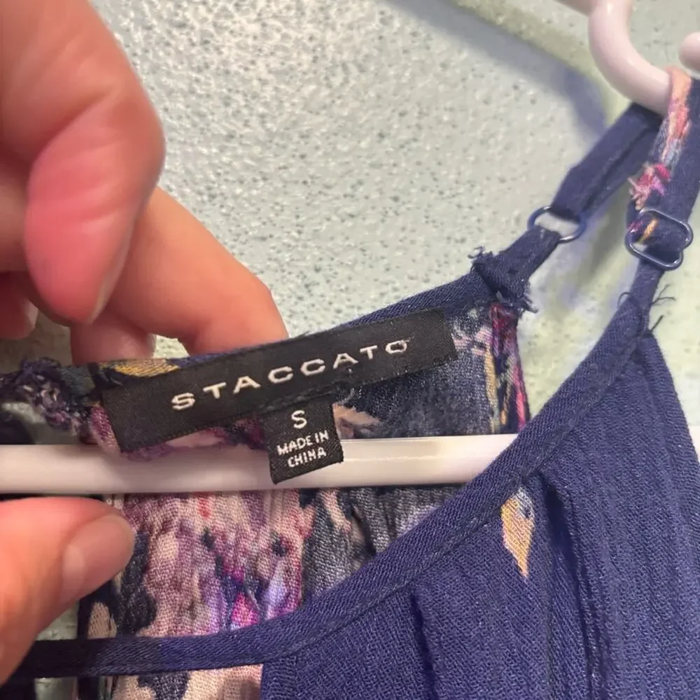 Staccato Women’s Pink and Blue Floral Patterned Halter Sundress Size S - Picture 3 of 7